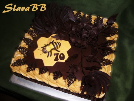 Torta "Pre včelára - Beekeeper — Birthday Cakes " cesto: orechové a čokoládové plnka: čokoládová a karamelová váha: 3 kg